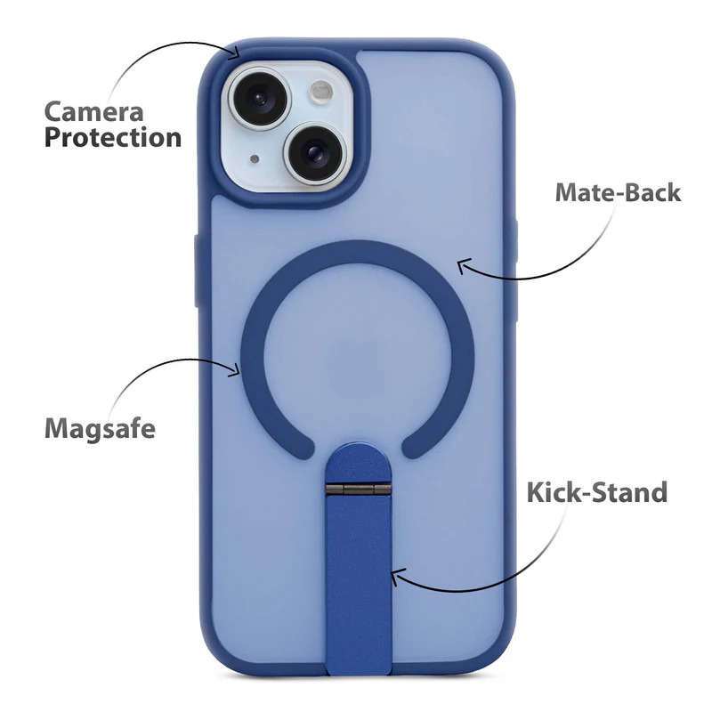 3-in-1 Frosted Back Case for Apple iPhone 13 with Magnetic Support, Vertical Stand & Silicone Grip - Image 26