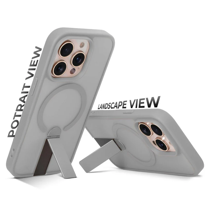 3-in-1 Frosted Back Case for Apple iPhone 15 Pro with Magnetic Support, Vertical Stand & Silicone Grip - Image 15