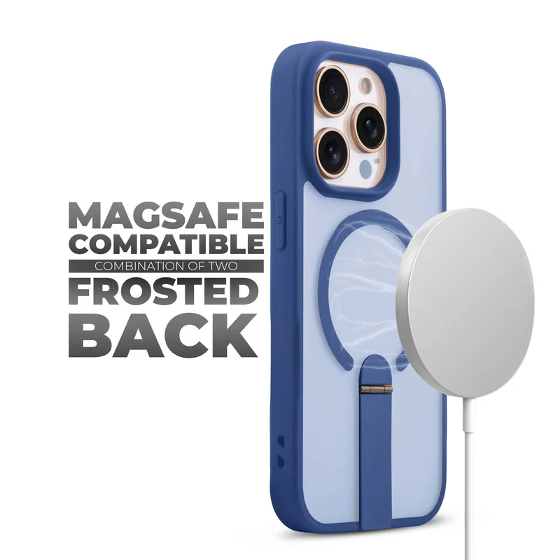 3-in-1 Frosted Back Case for Apple iPhone 15 Pro with Magnetic Support, Vertical Stand & Silicone Grip - Image 24