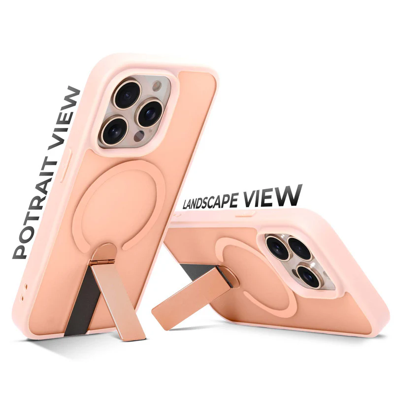 3-in-1 Frosted Back Case for Apple iPhone 15 Pro with Magnetic Support, Vertical Stand & Silicone Grip - Image 29