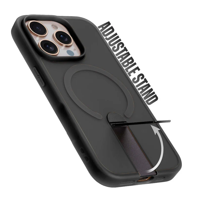 3-in-1 Frosted Back Case for Apple iPhone 15 Pro with Magnetic Support, Vertical Stand & Silicone Grip - Image 6