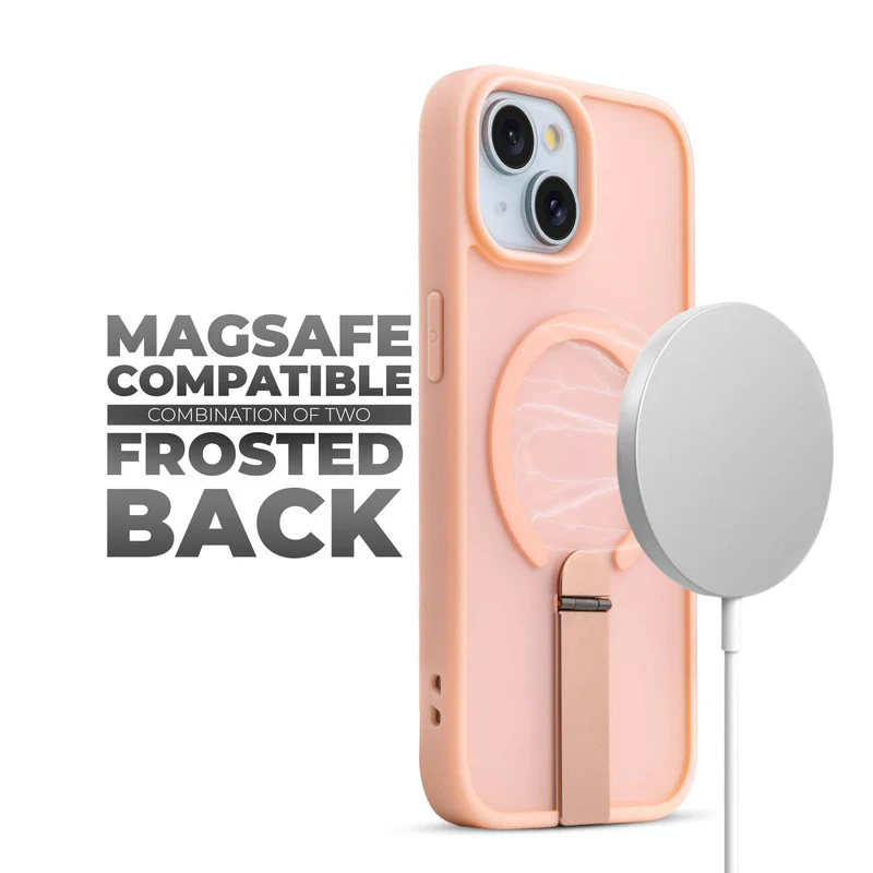 3-in-1 Frosted Back Case for Apple iPhone 15 with Magnetic Support, Vertical Stand & Silicone Grip - Image 10