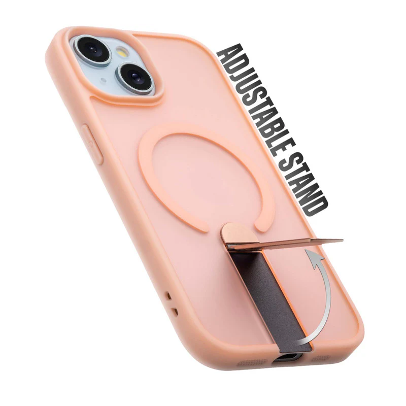 3-in-1 Frosted Back Case for Apple iPhone 15 with Magnetic Support, Vertical Stand & Silicone Grip - Image 13