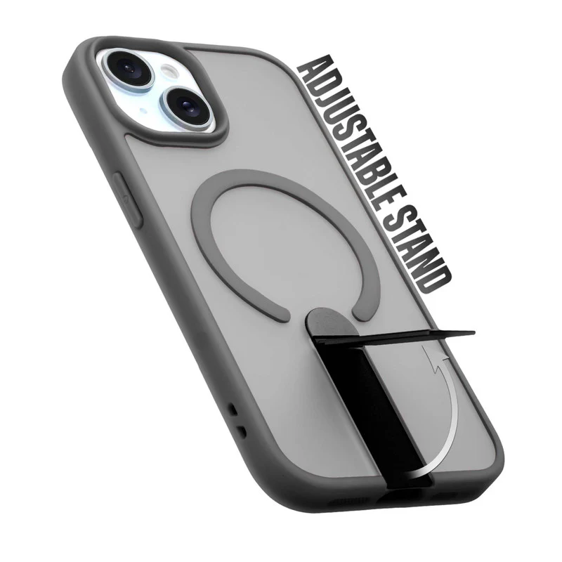 3-in-1 Frosted Back Case for Apple iPhone 15 with Magnetic Support, Vertical Stand & Silicone Grip - Image 27