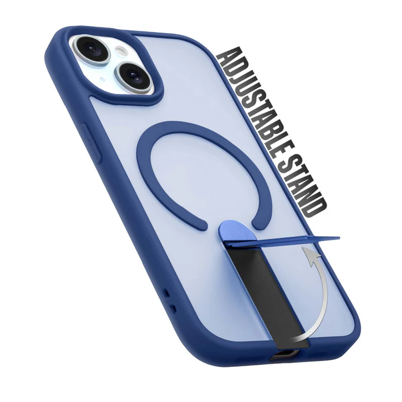 3-in-1 Frosted Back Case for Apple iPhone 15 with Magnetic Support, Vertical Stand & Silicone Grip - Image 34