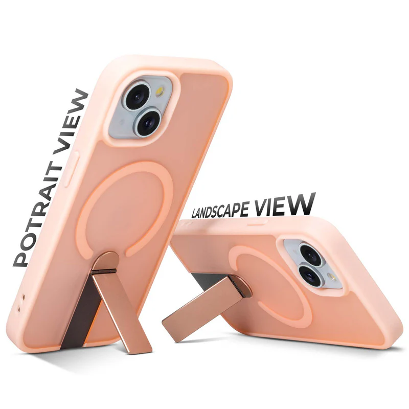 3-in-1 Frosted Back Case for Apple iPhone 15 with Magnetic Support, Vertical Stand & Silicone Grip - Image 8
