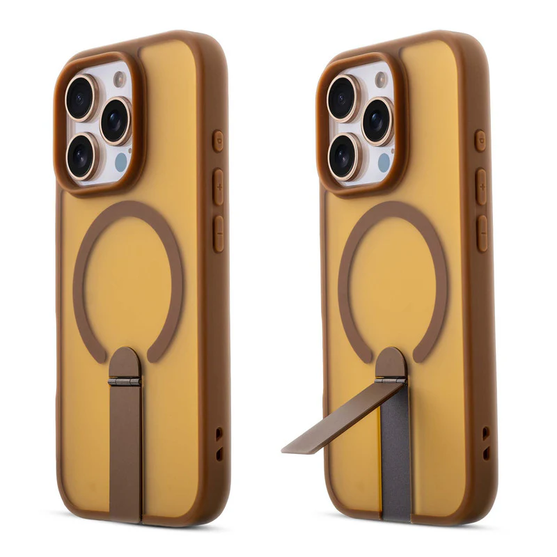 3-in-1 Frosted Back Case for Apple iphone 16 Pro Max with Magnetic Support, Vertical Stand & Silicone Grip - Image 14