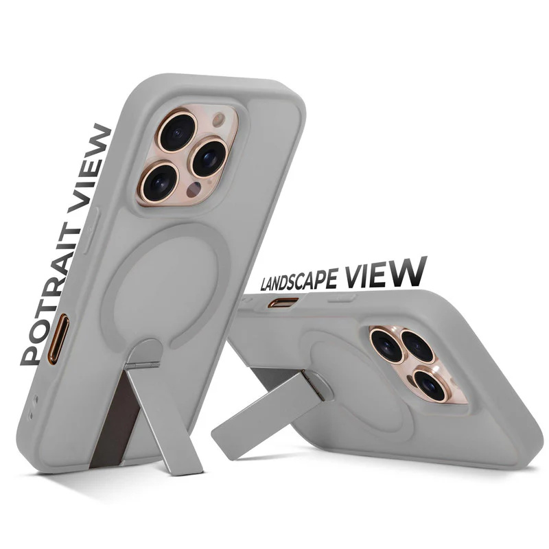 3-in-1 Frosted Back Case for Apple iphone 16 Pro Max with Magnetic Support, Vertical Stand & Silicone Grip - Image 15