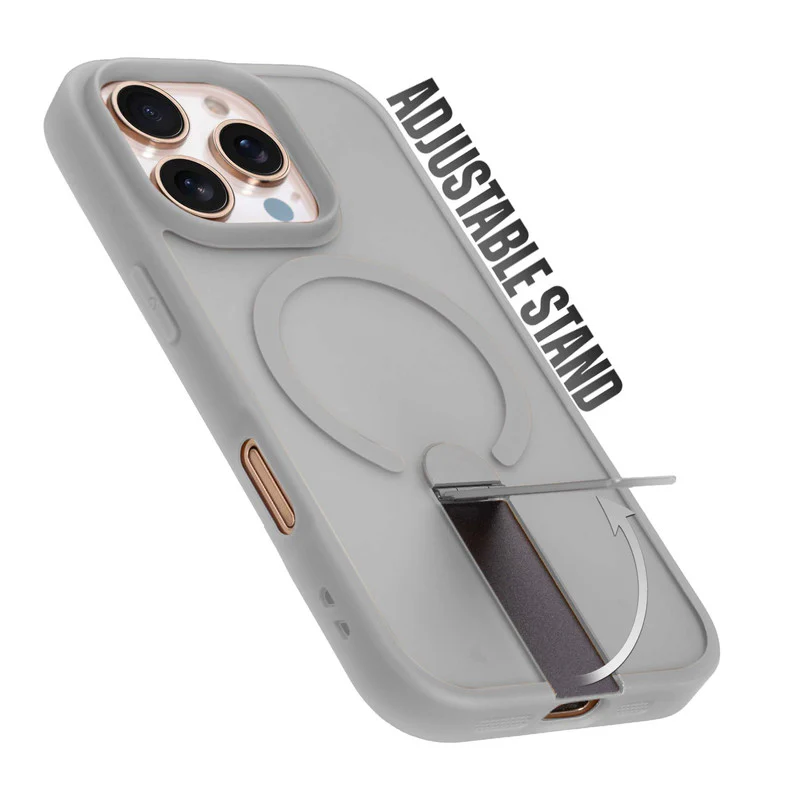3-in-1 Frosted Back Case for Apple iPhone 16 Pro with Magnetic Support, Vertical Stand & Silicone Grip - Image 20