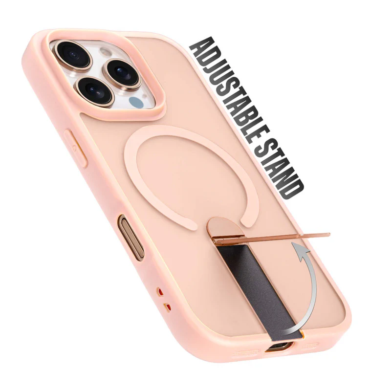 3-in-1 Frosted Back Case for Apple iPhone 16 Pro with Magnetic Support, Vertical Stand & Silicone Grip - Image 34