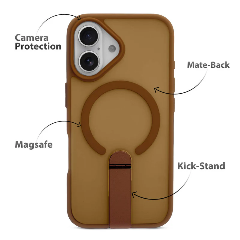 3-in-1 Frosted Back Case for Apple iPhone 16 with Magnetic Support, Vertical Stand & Silicone Grip - Image 12