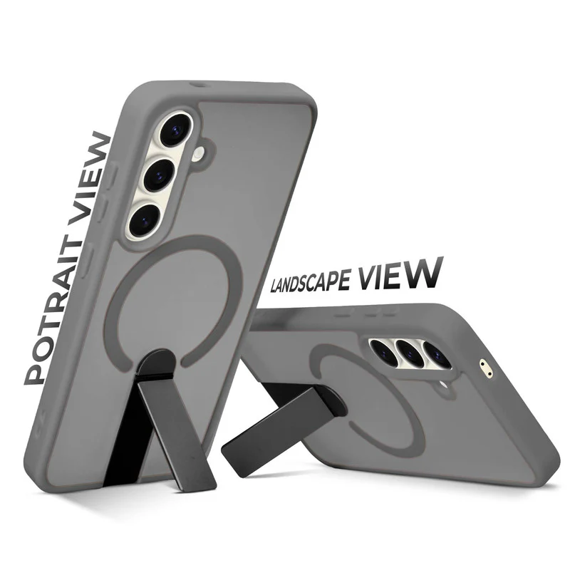 3-in-1 Frosted Back Case for Samsung S24 5G with Magnetic Support, Vertical Stand & Silicone Grip - Image 15