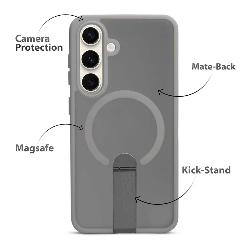 3-in-1 Frosted Back Case for Samsung S24 5G with Magnetic Support, Vertical Stand & Silicone Grip - Image 19