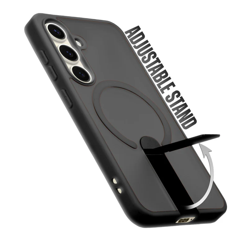 3-in-1 Frosted Back Case for Samsung S24 5G with Magnetic Support, Vertical Stand & Silicone Grip - Image 6