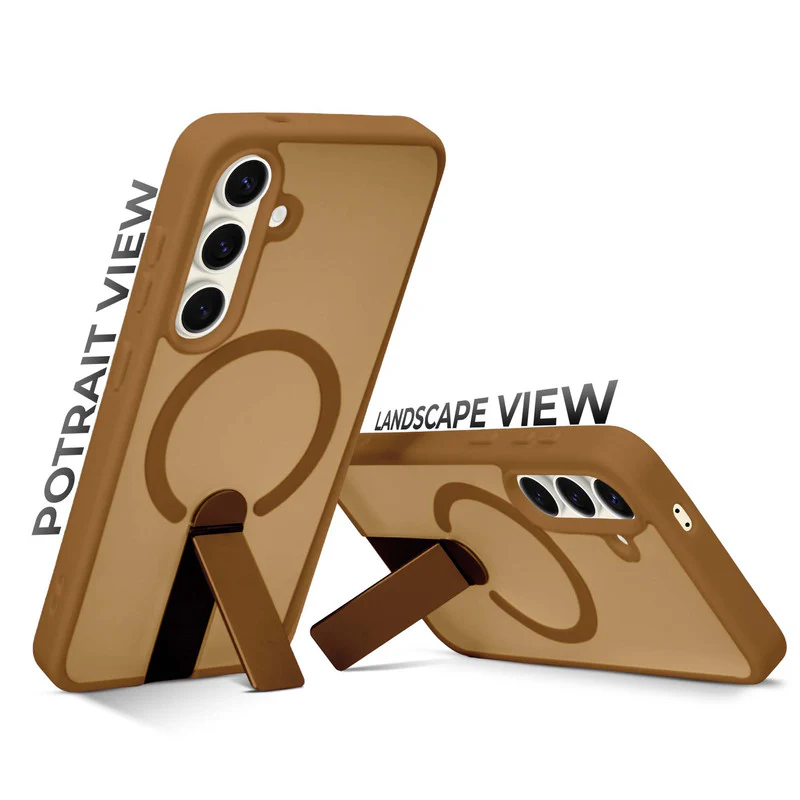 3-in-1 Frosted Back Case for Samsung S24 5G with Magnetic Support, Vertical Stand & Silicone Grip - Image 8