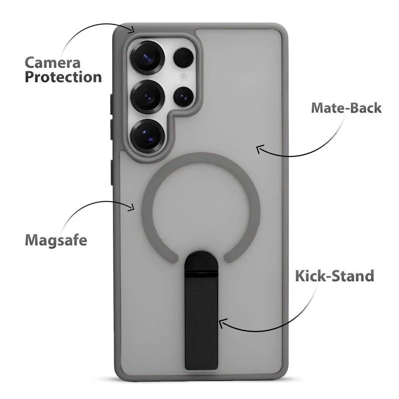 3-in-1 Frosted Back Case for Samsung S24 Ultra 5G with Magnetic Support, Vertical Stand & Silicone Grip - Image 19