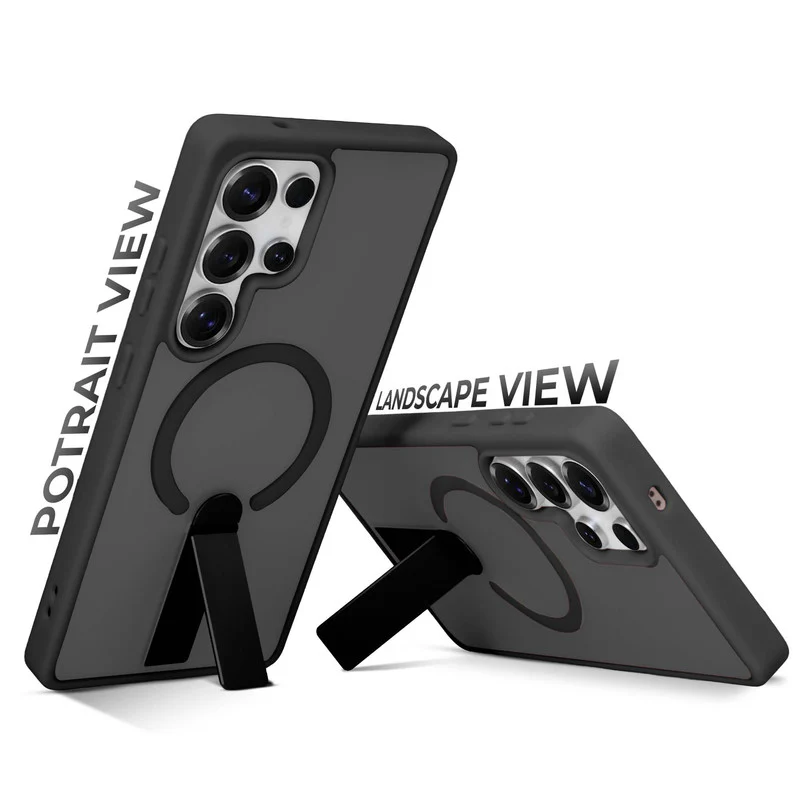 3-in-1 Frosted Back Case for Samsung S24 Ultra 5G with Magnetic Support, Vertical Stand & Silicone Grip - Image 8