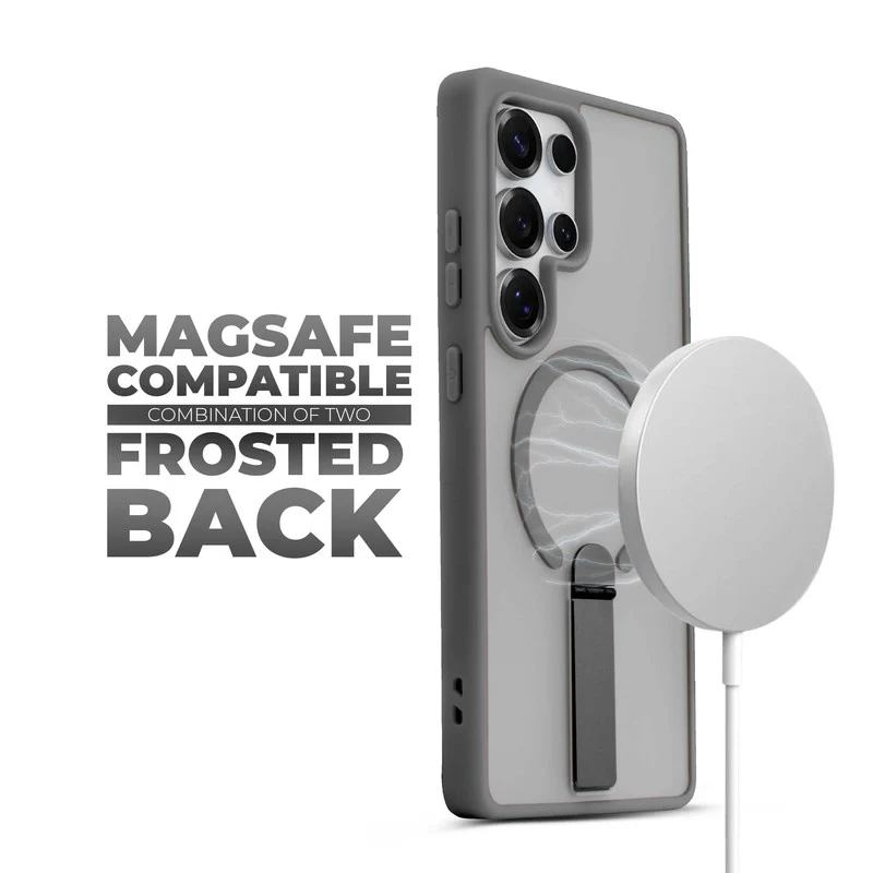3-in-1 Frosted Back Case for Samsung S25 Ultra 5G with Magnetic Support, Vertical Stand & Silicone Grip - Image 17