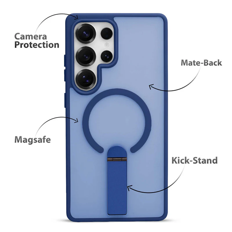 3-in-1 Frosted Back Case for Samsung S25 Ultra 5G with Magnetic Support, Vertical Stand & Silicone Grip - Image 33