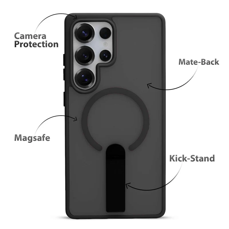 3-in-1 Frosted Back Case for Samsung S25 Ultra 5G with Magnetic Support, Vertical Stand & Silicone Grip - Image 5