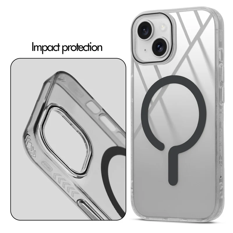 360° Airbag Protection Jelly Transparent Wireless Charging Support Compatible Back Case For Apple iPhone 14 with Metal Finish Buttons - Image 11