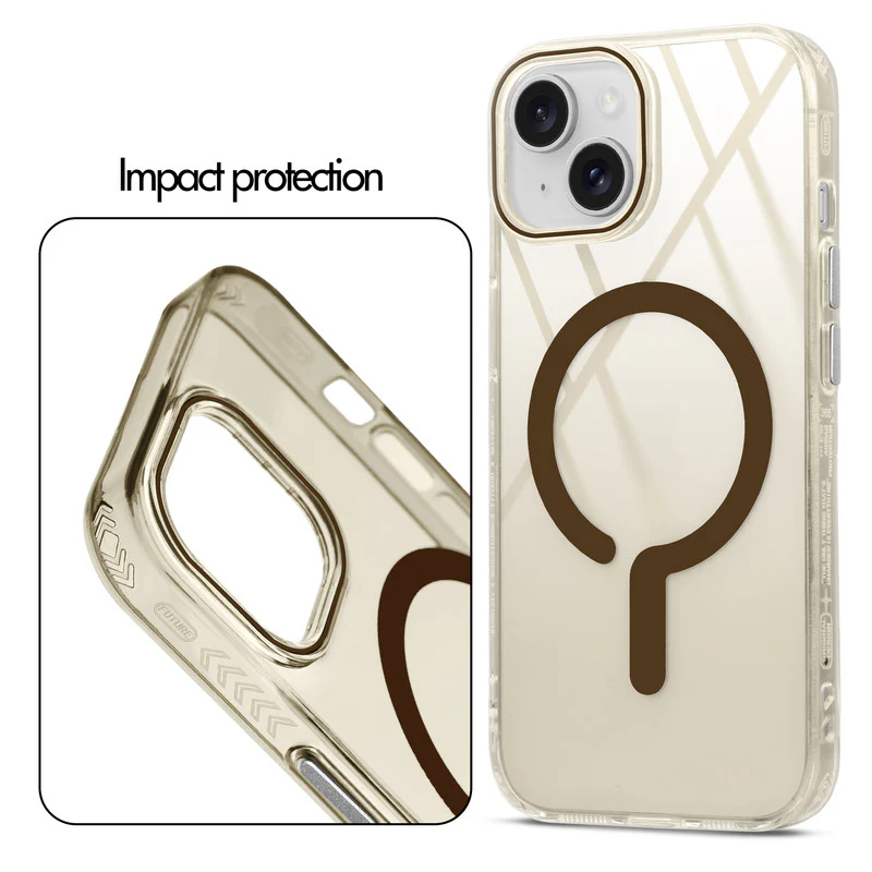 360° Airbag Protection Jelly Transparent Wireless Charging Support Compatible Back Case For Apple iPhone 15 with Metal Finish Buttons - Image 5