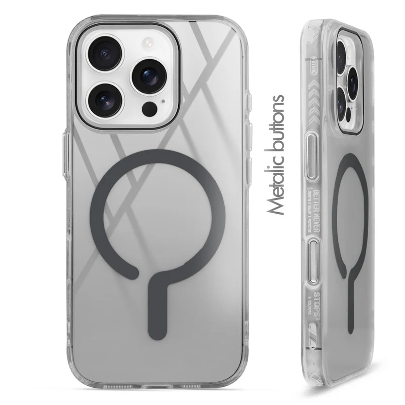 360° Airbag Protection Jelly Transparent Wireless Charging Support Compatible Back Case For Apple iPhone 16 Pro with Metal Finish Buttons - Image 12