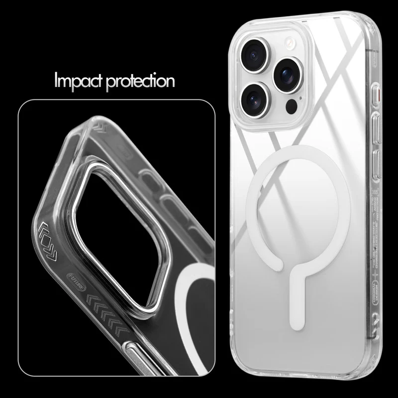 360° Airbag Protection Jelly Transparent Wireless Charging Support Compatible Back Case For Apple iPhone 16 Pro with Metal Finish Buttons - Image 35