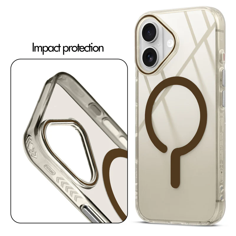 360° Airbag Protection Jelly Transparent Wireless Charging Support Compatible Back Case For Apple iPhone 16 with Metal Finish Buttons - Image 5