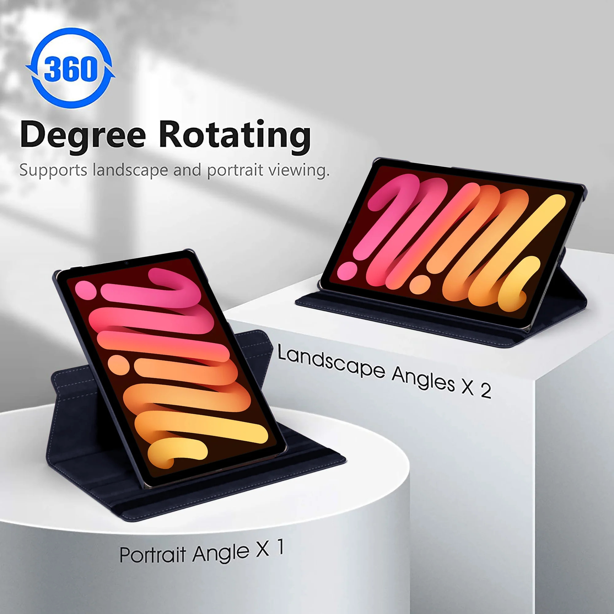 360 Degree Rotating PU Leather Tablet Flip Cover For Apple iPad Mini (6th Generation) - Image 12
