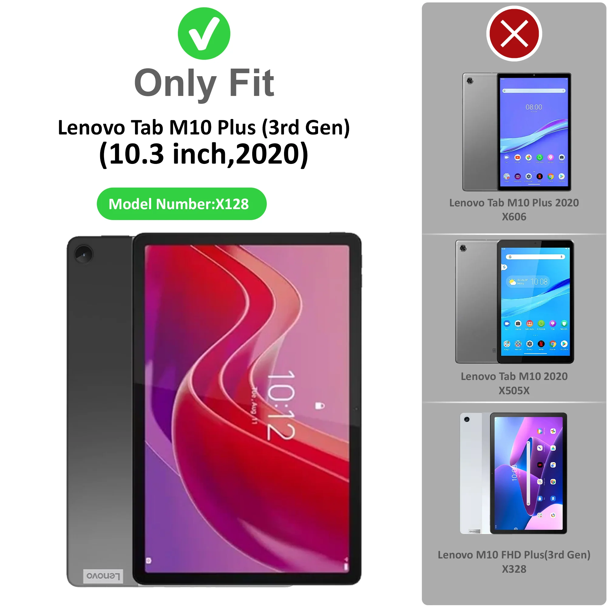 360 Degree Rotating PU Leather Tablet Flip Cover For Lenovo Tab M10 Plus (3rd Gen) X128 - Image 8