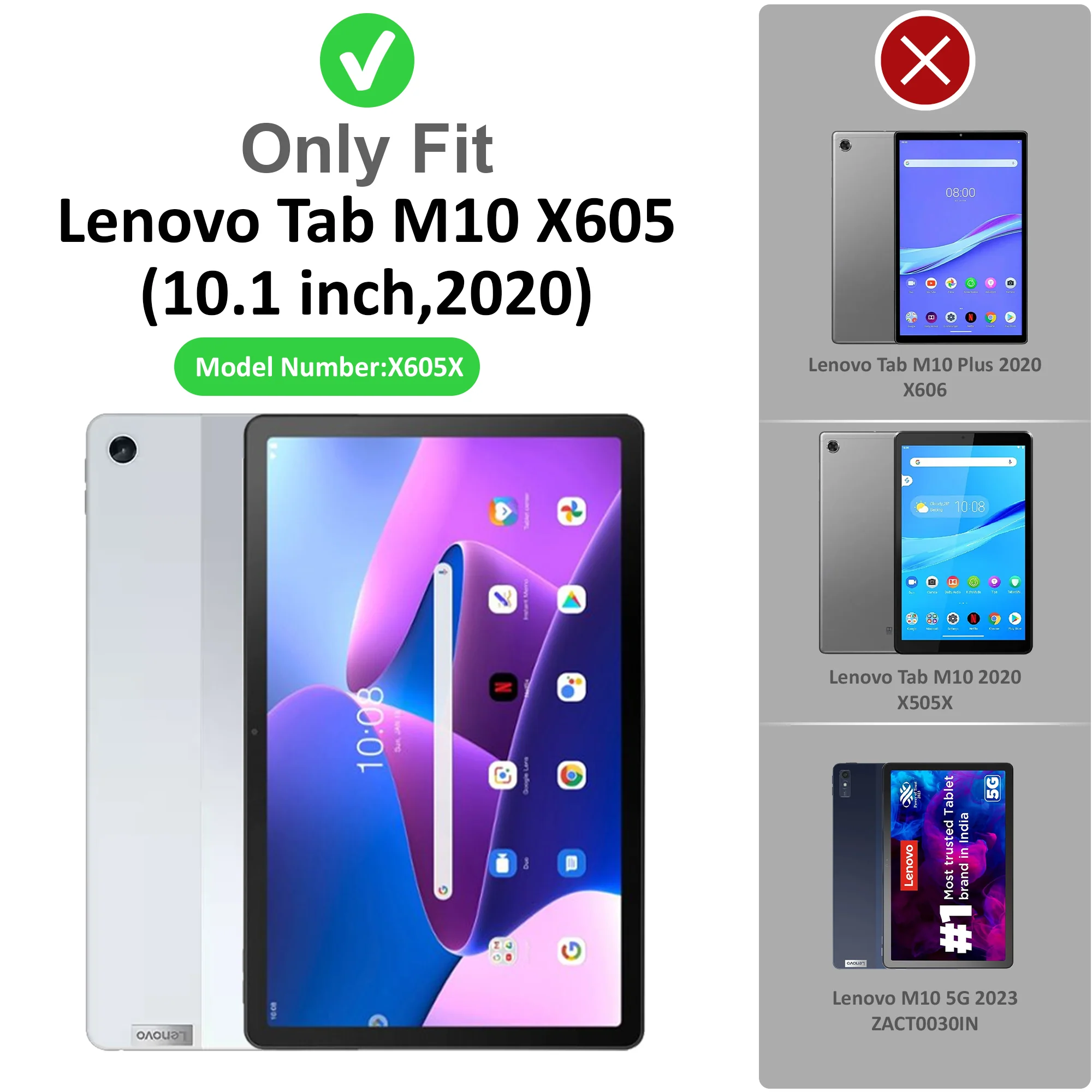 360 Degree Rotating PU Leather Tablet Flip Cover For Lenovo Tab M10 X605 - Image 8