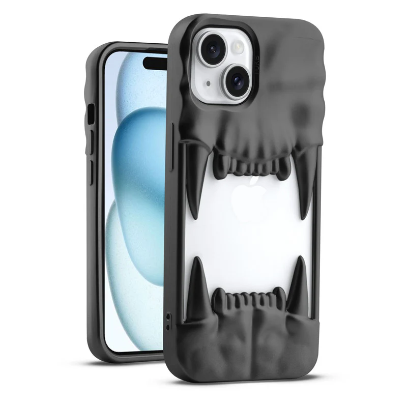 3D Tiger Fang Back Case for Apple iPhone 15, A Wild and Fearless Vibe