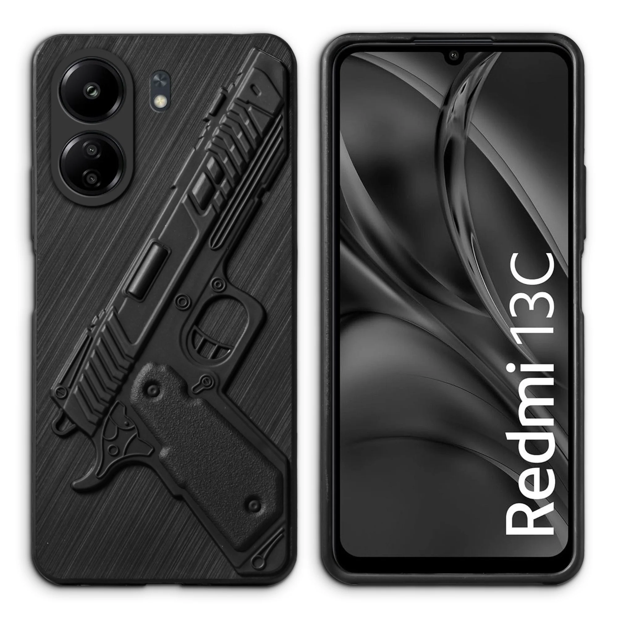 3D Weapon/Gun Matte Silicone Back Cover for Redmi 13C 4G - Image 3