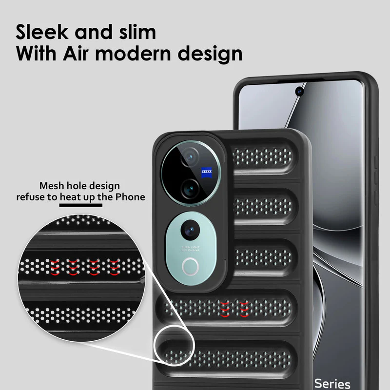 Advanced Perforated Breathable With Rugged Back Cover Case For Vivo T3 Ultra 5G - Image 5