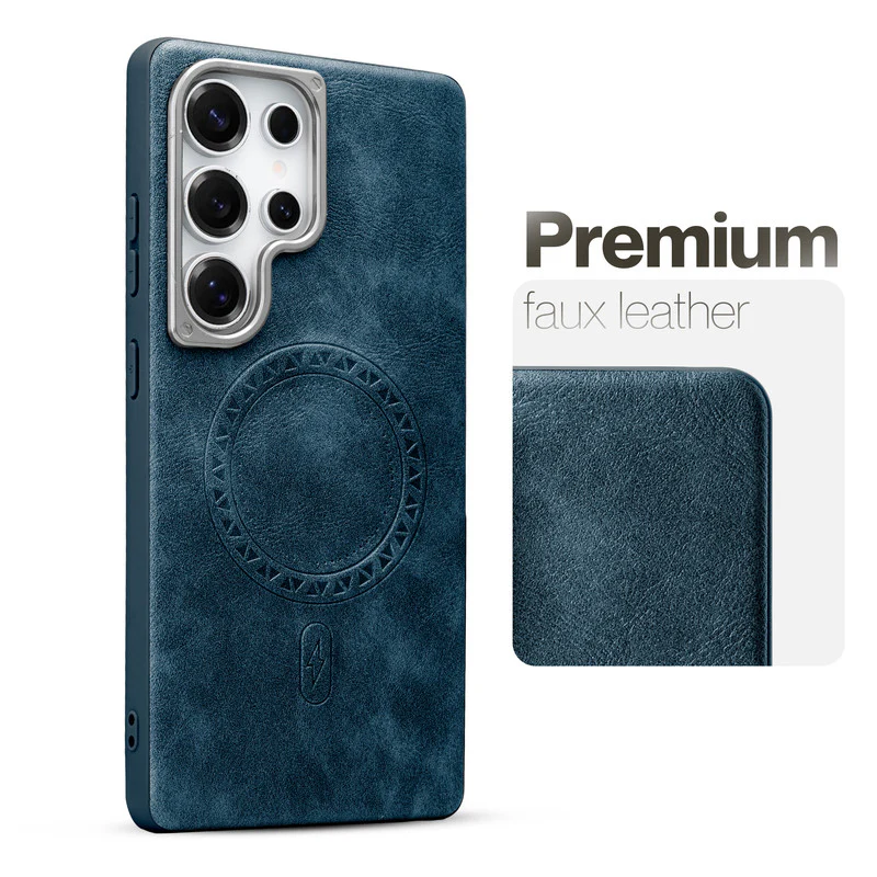 Alloy Camera Ring Faux Leather Back Case for Samsung S24 Ultra 5G , Hard Shell with Wireless Charging Support Support - Image 29