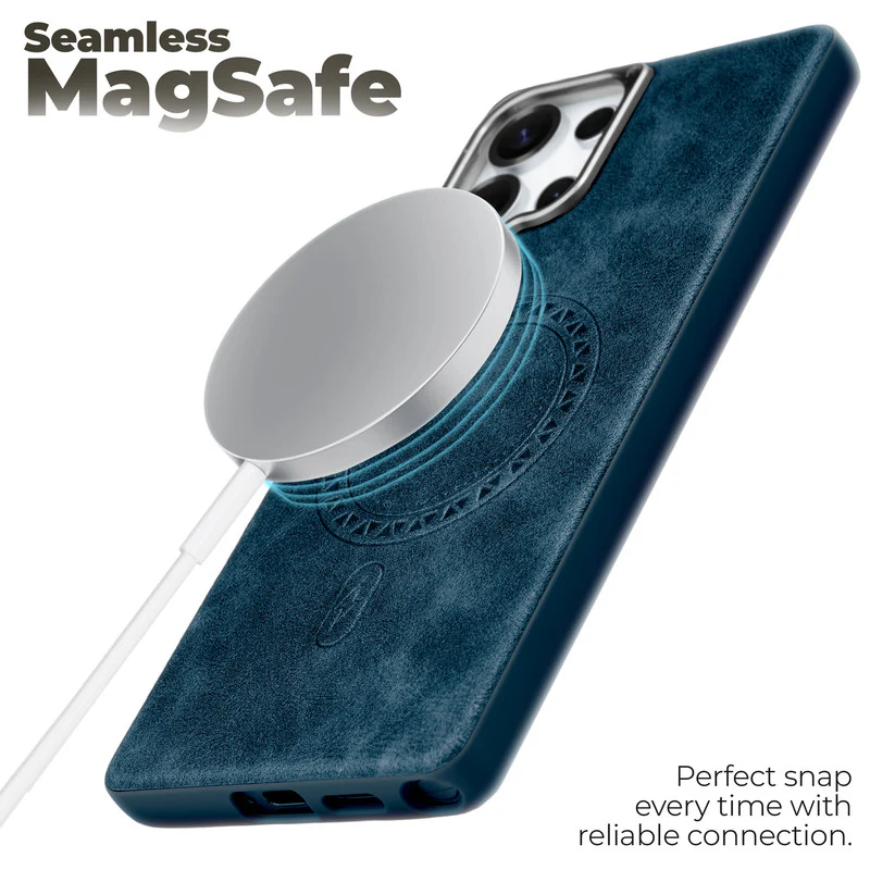 Alloy Camera Ring Faux Leather Back Case for Samsung S24 Ultra 5G , Hard Shell with Wireless Charging Support Support - Image 30