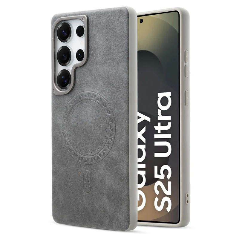 Alloy Camera Ring Faux Leather Back Case for Samsung S25 Ultra 5G , Hard Shell with Wireless Charging Support Support - Image 19