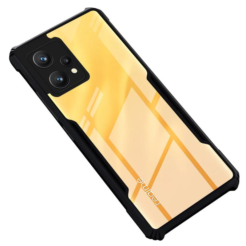 Back Cover Case for Realme 9 4G | Realme 9 Pro Plus 5G | HybridShield Transparent Glass Back | Camera Protection - Black Bumper & Transparent Back - Image 2