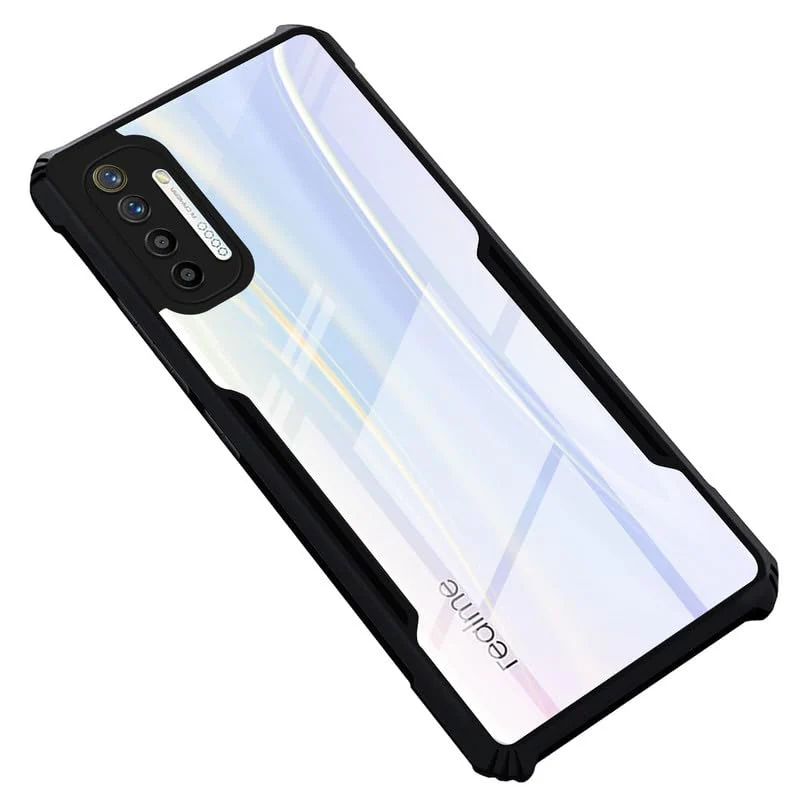 Back Cover Case for Realme XT | HybridShield Transparent Glass Back | Camera Protection - Black Bumper & Transparent Back - Image 2