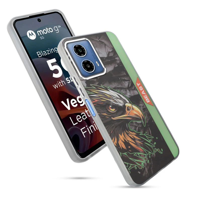Beast Mode Animal Printed Back Case For Motorola Moto G34 5G With Hard Back & Glow Effect - Image 9