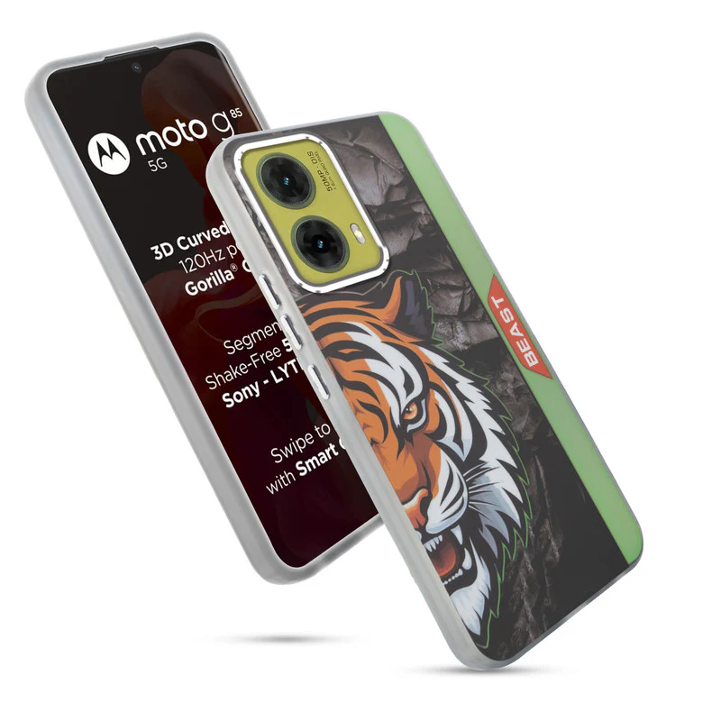 Beast Mode Animal Printed Back Case For Motorola Moto G85 5G With Hard Back & Glow Effect - Image 39