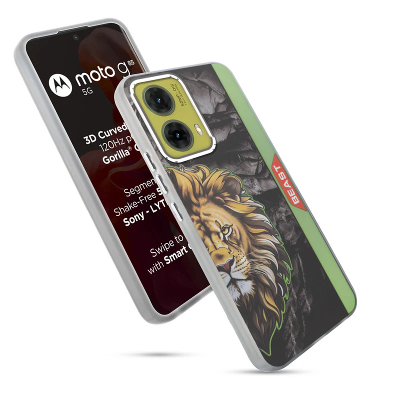 Beast Mode Animal Printed Back Case For Motorola Moto G85 5G With Hard Back & Glow Effect - Image 51