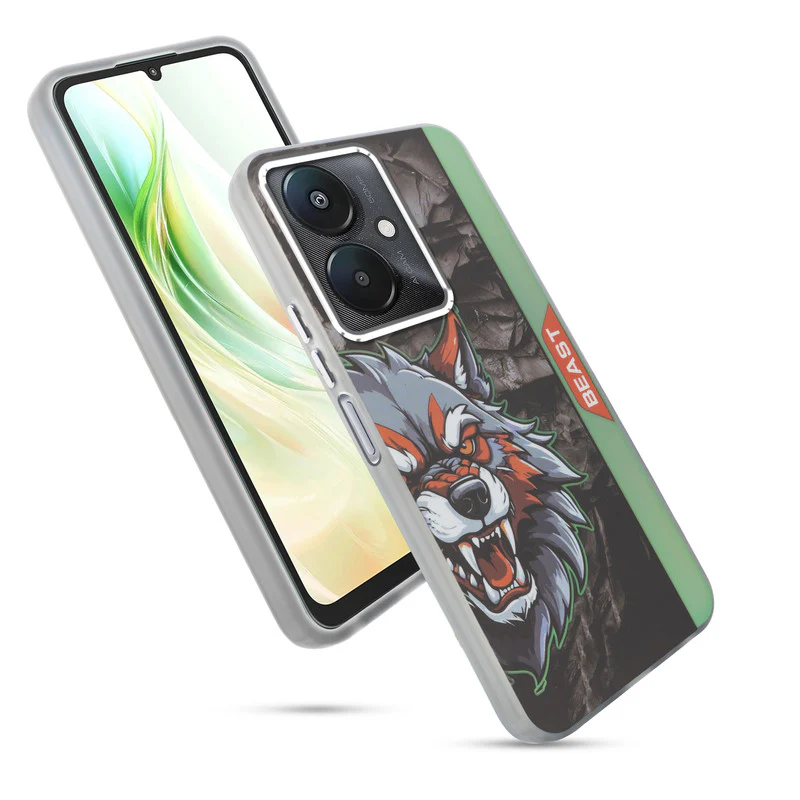 Beast Mode Animal Printed Back Case For Redmi 13C 5G With Hard Back & Glow Effect - Image 3