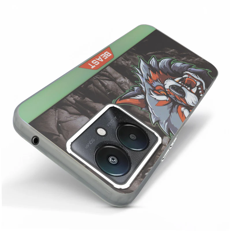 Beast Mode Animal Printed Back Case For Redmi 13C 5G With Hard Back & Glow Effect - Image 5