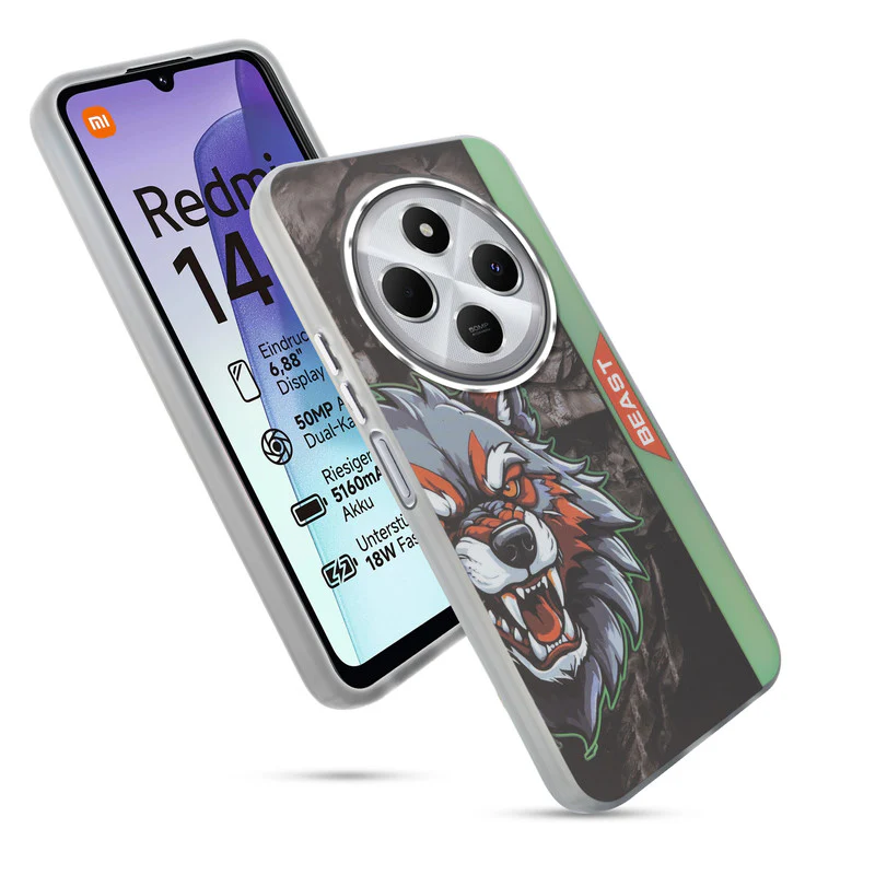 Beast Mode Animal Printed Back Case For Redmi 14C 5G With Hard Back & Glow Effect - Image 3