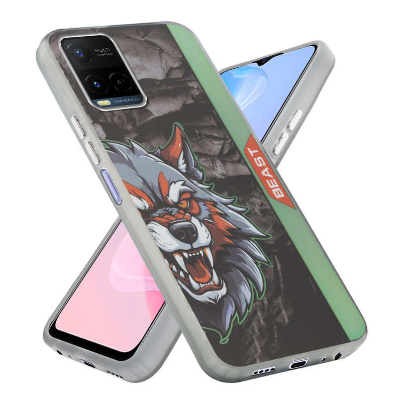 Beast Mode Animal Printed Back Case For Vivo Y21 2021 With Hard Back & Glow Effect