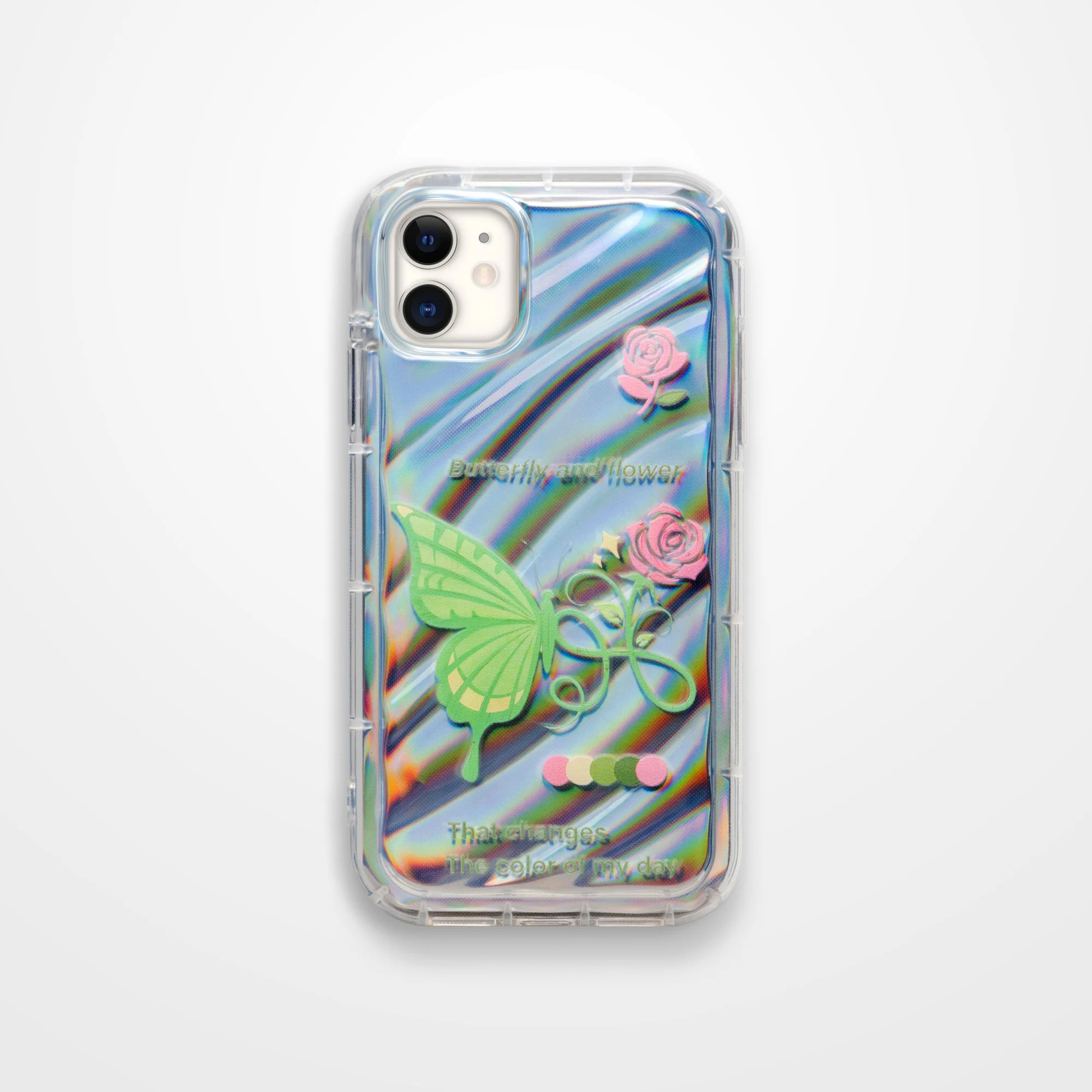 Butterfly Printed Transparent Back Cover for Apple iPhone 12 - Image 3