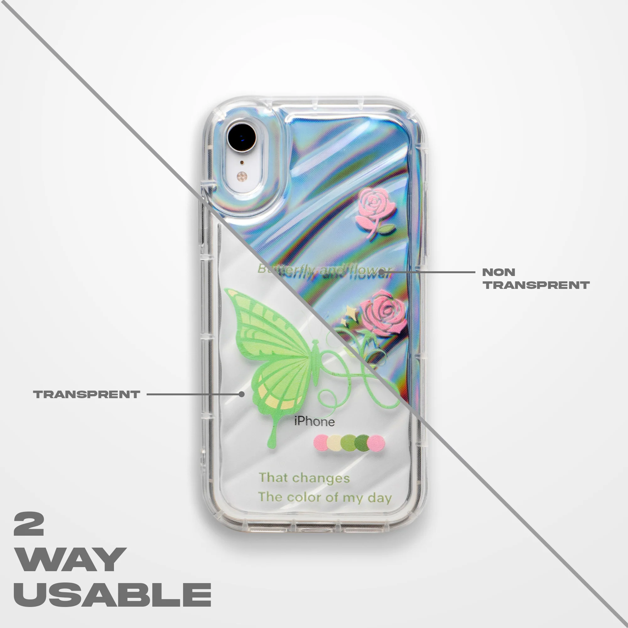 Butterfly Printed Transparent Back Cover for Apple iPhone 12 - Image 5