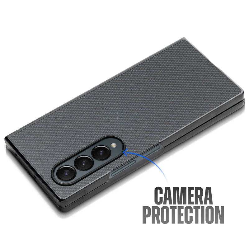 Carbon Fiber TPU Back Cover for Samsung Z Fold 4 with Checkered Printed Designs - Image 11